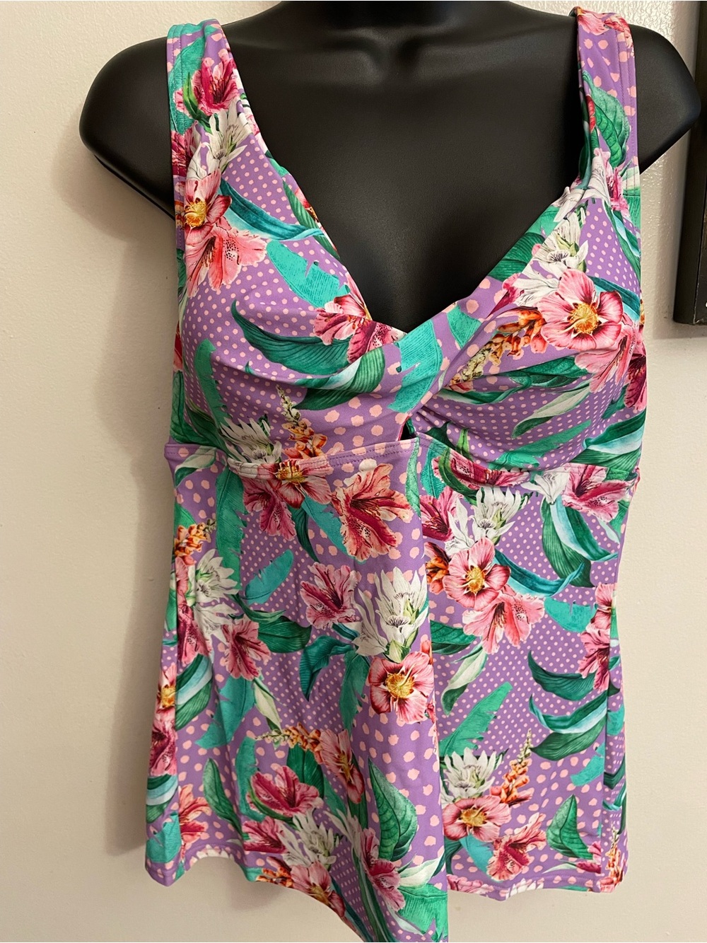 Lascana For Venus  Tropical Floral Pattern Tankini Swim Top Size 16
